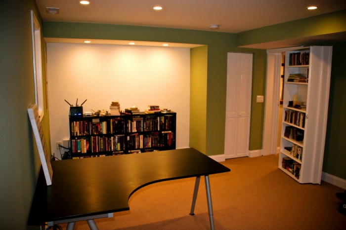 home office renovated basement